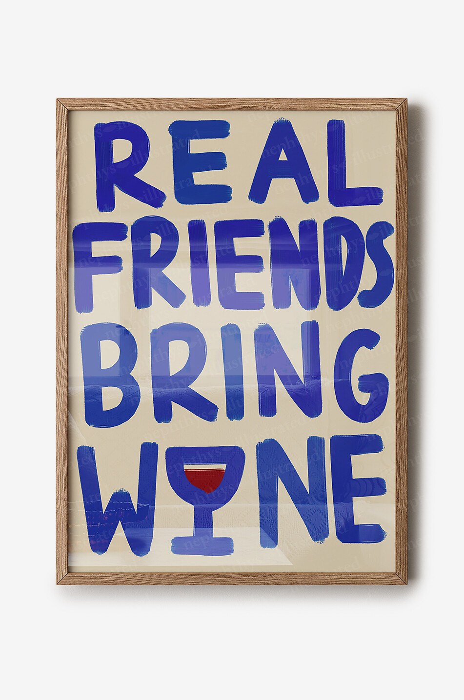 Real Friends Bring Wine canvas A3 print
