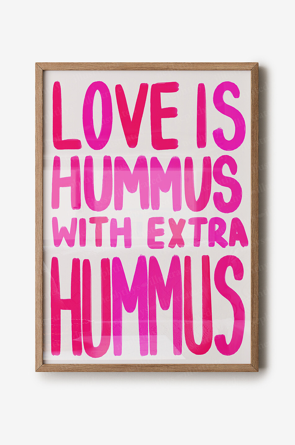 NEPHTHYS ILLUSTRATED Love Is Hummus framed canvas print A2 Home PINK 1