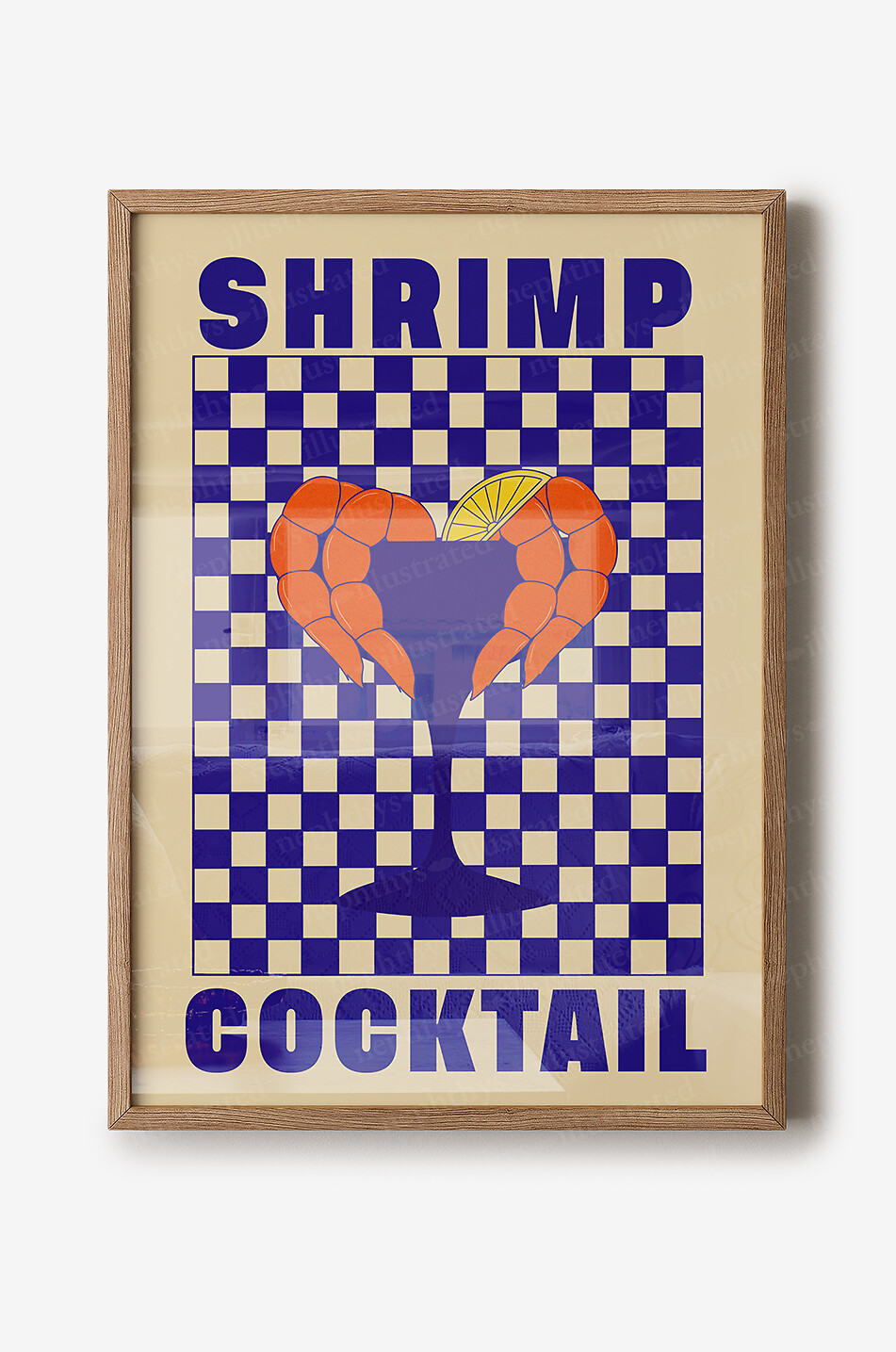 Affiche sur toile à damier Shrimp Cocktail A3