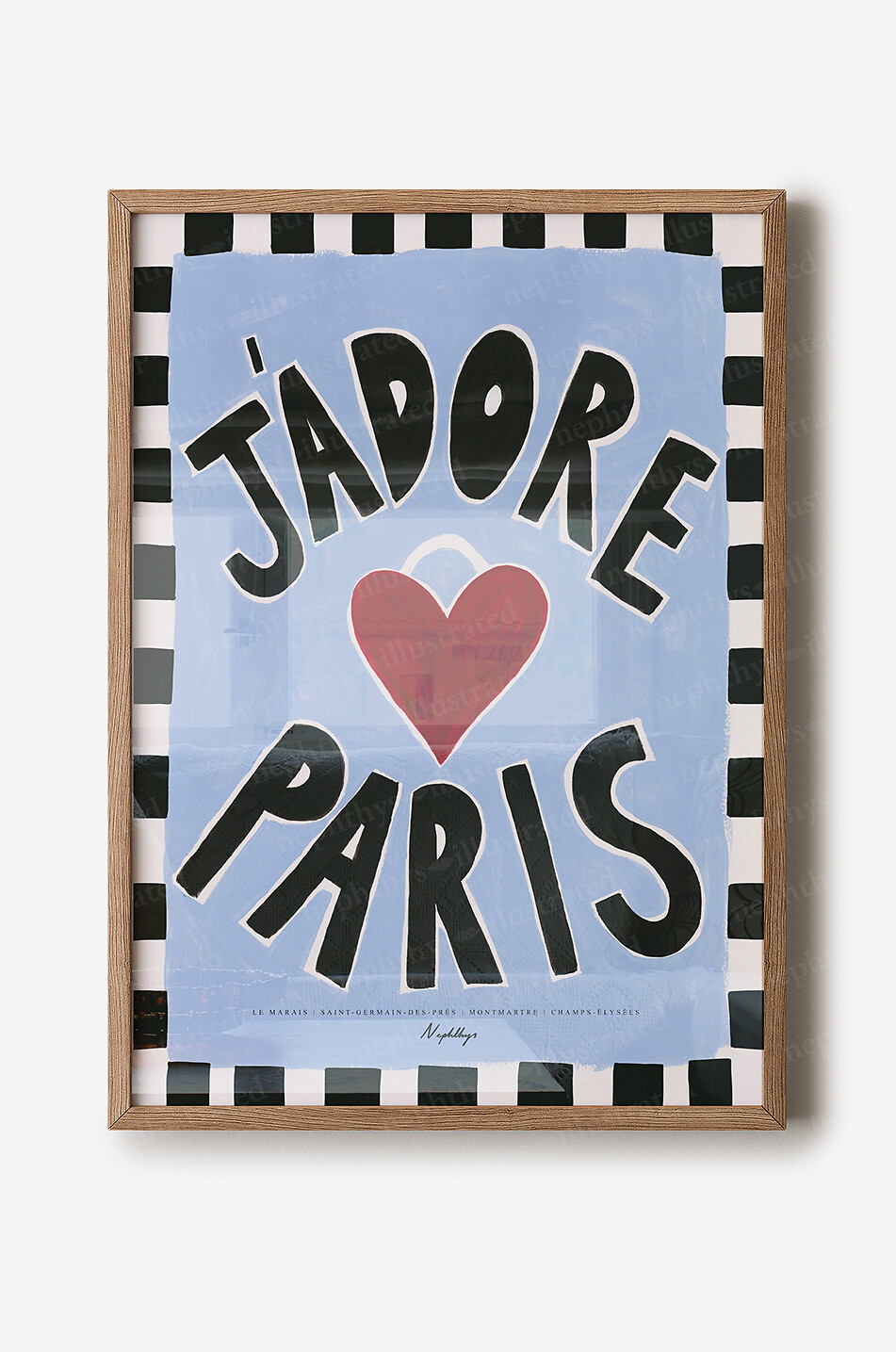 NEPHTHYS ILLUSTRATED J'adore Paris framed canvas print A3 Home MULTI COLOURED 1