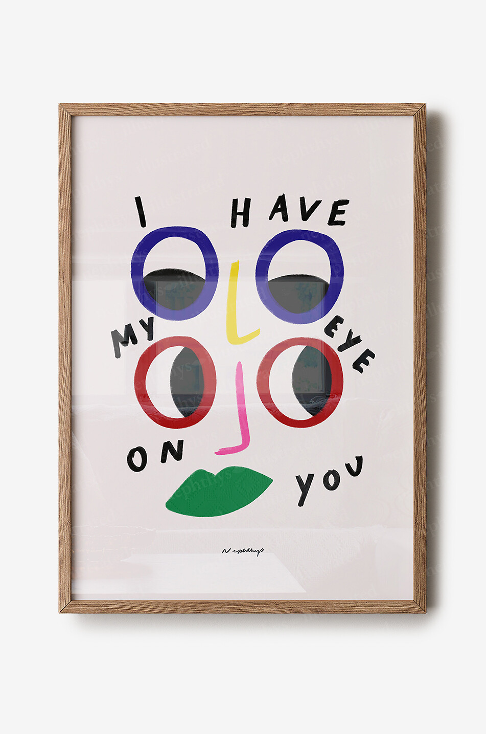 NEPHTHYS ILLUSTRATED A2 framed canvas print I Have My Eye On You Home MULTI COLOURED 1