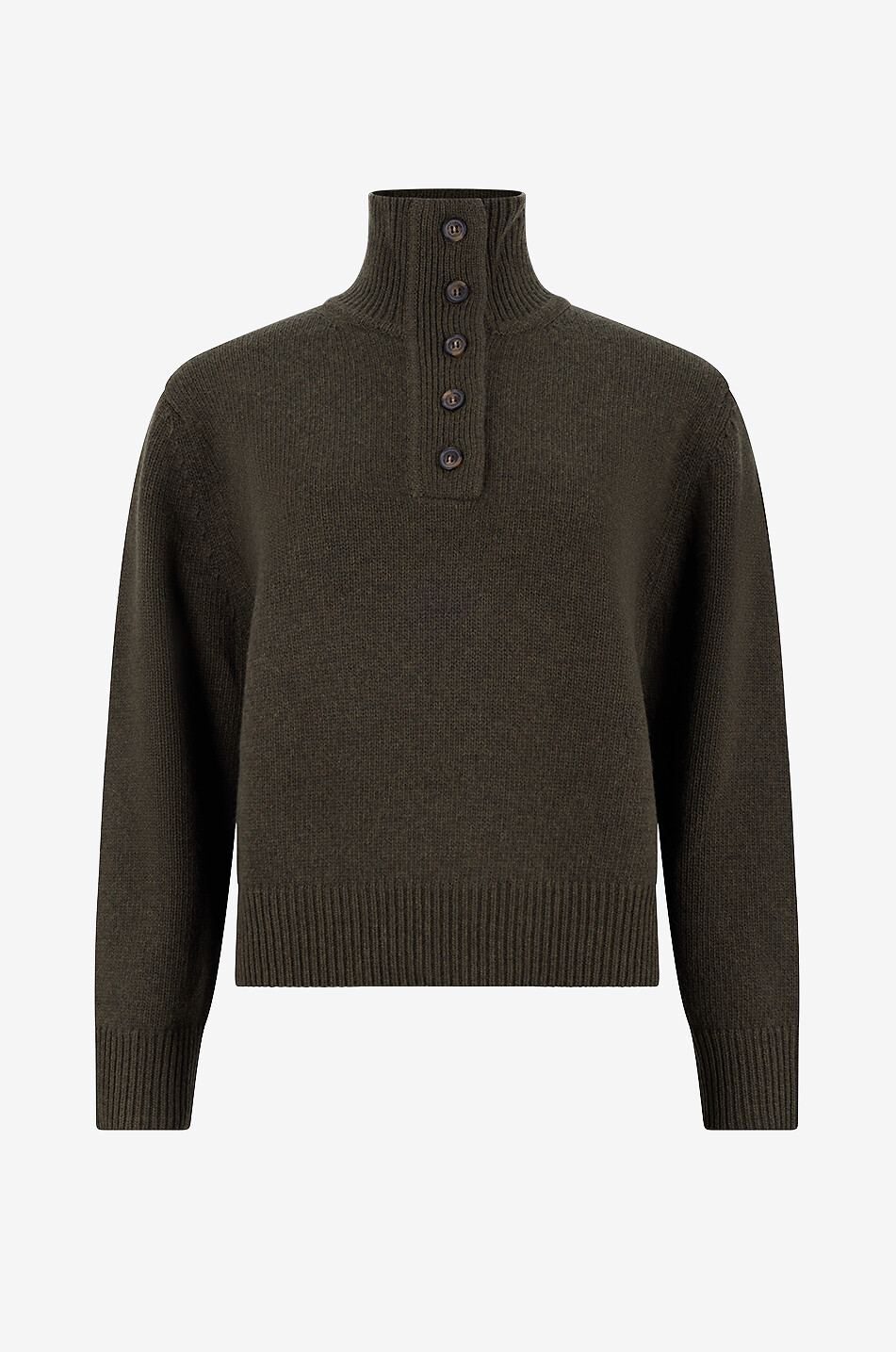 NILI LOTAN Pull ample à col montant boutonné en laine Renata Femme VERT FONCÉ 1