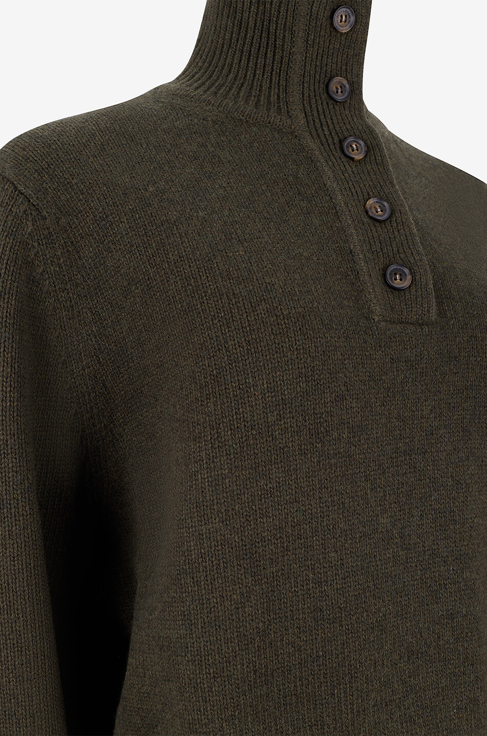 NILI LOTAN Pull ample à col montant boutonné en laine Renata Femme VERT FONCÉ 3
