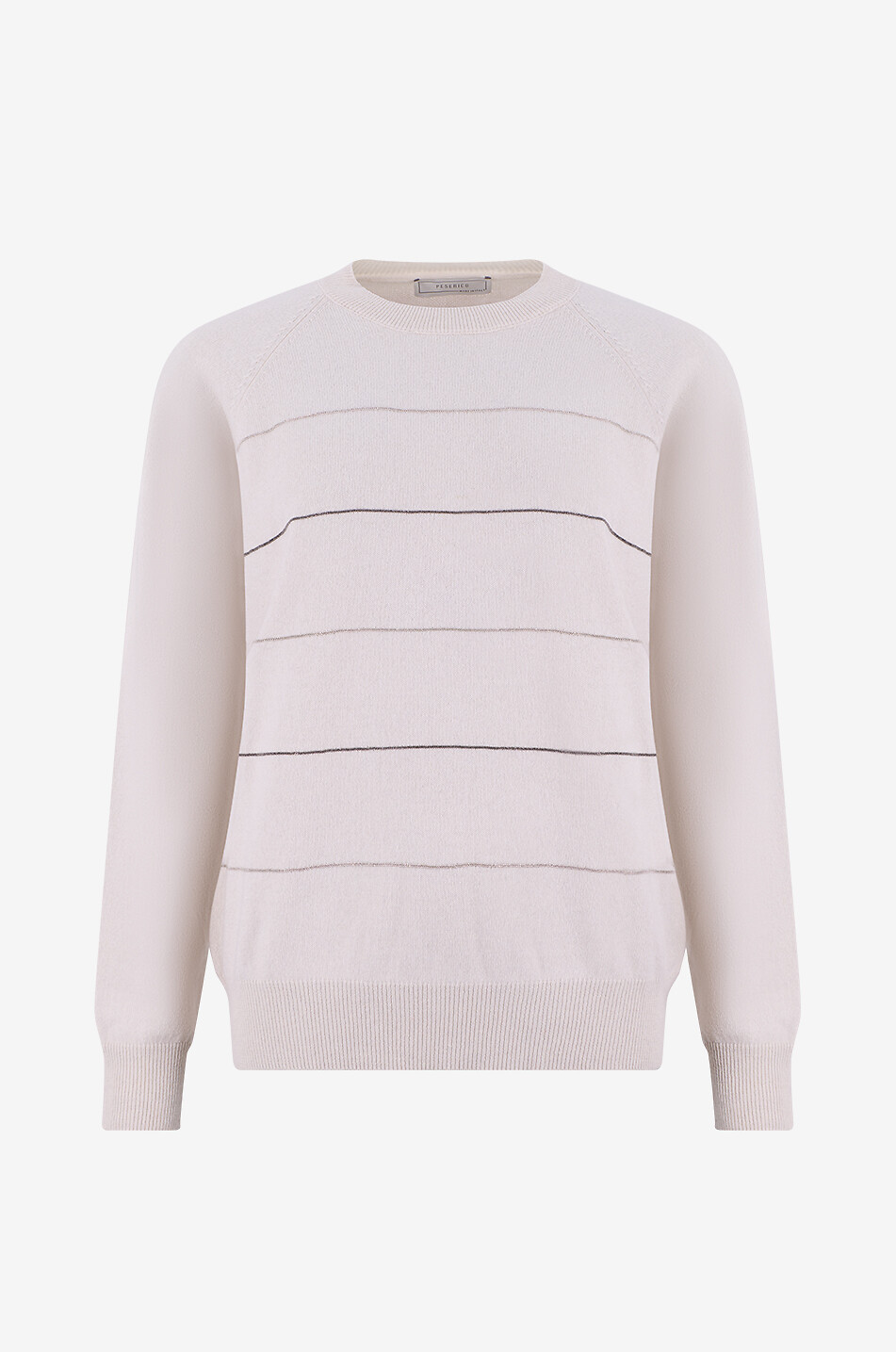 PESERICO Pull à col rond en laine vierge soie et cachemire mélangé Femme Beige clair 1
