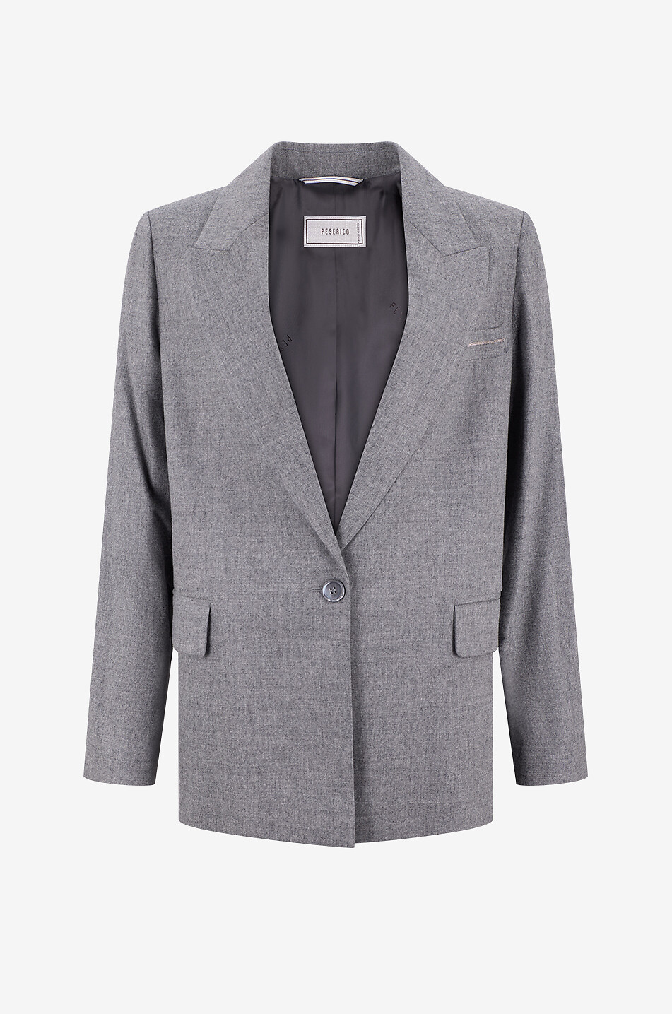 Gerader Blazer aus Schurwollflanell und Kaschmir