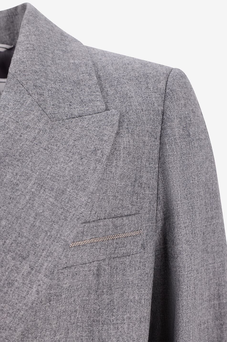 PESERICO Gerader Blazer aus Schurwollflanell und Kaschmir Damen GRAU 3