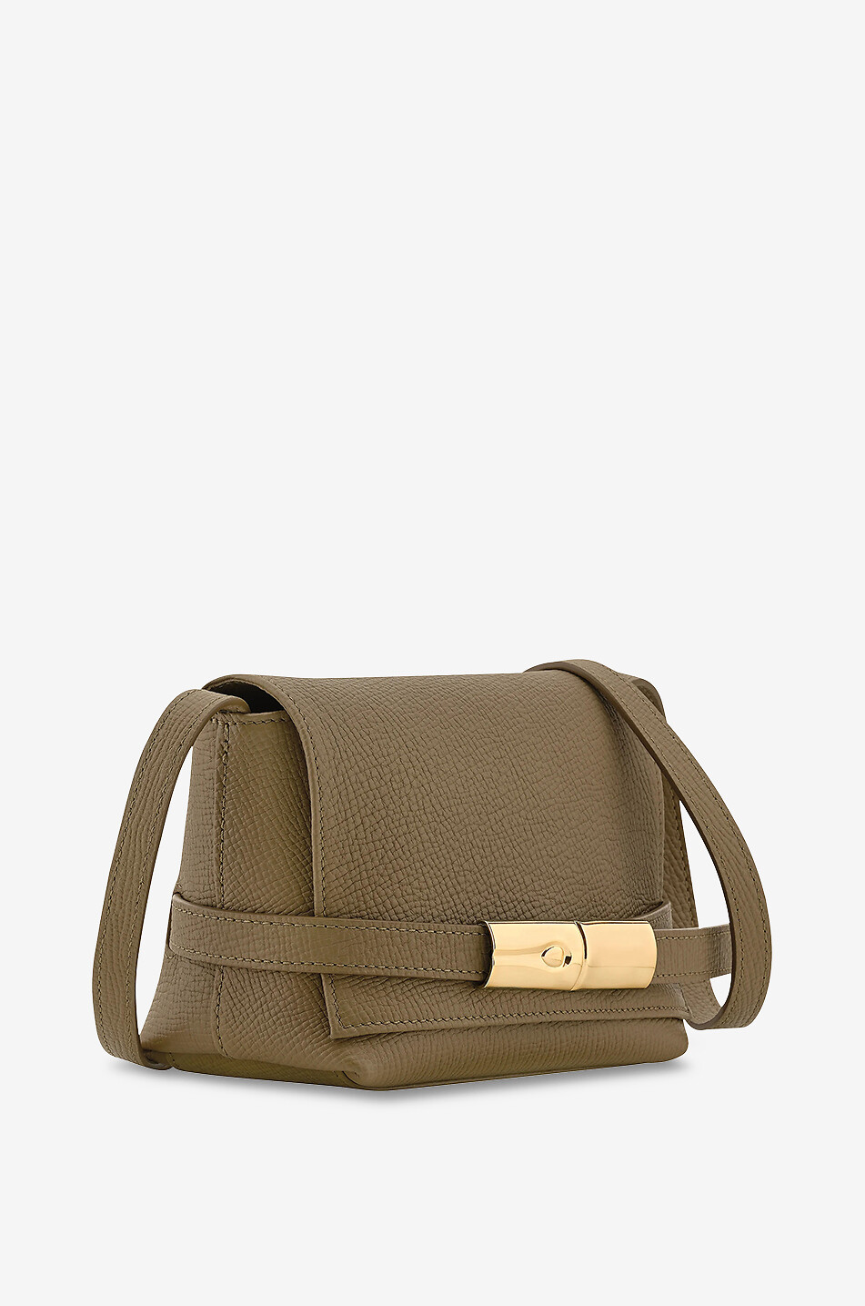 LONGCHAMP Le Smart S grained leather crossbody bag Women KHAKI 2