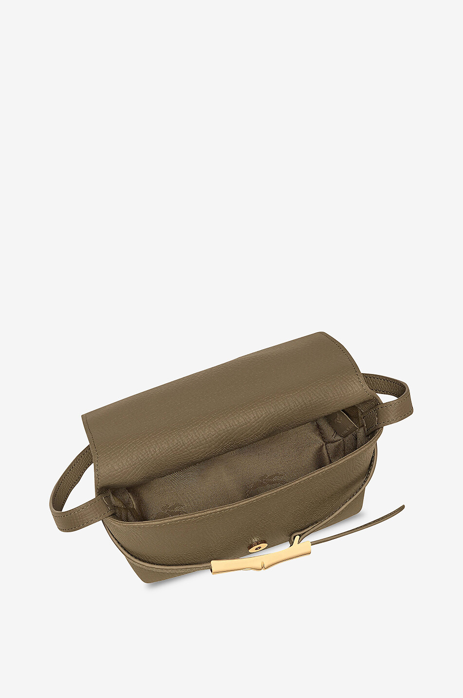 LONGCHAMP Le Smart S grained leather crossbody bag Women KHAKI 5