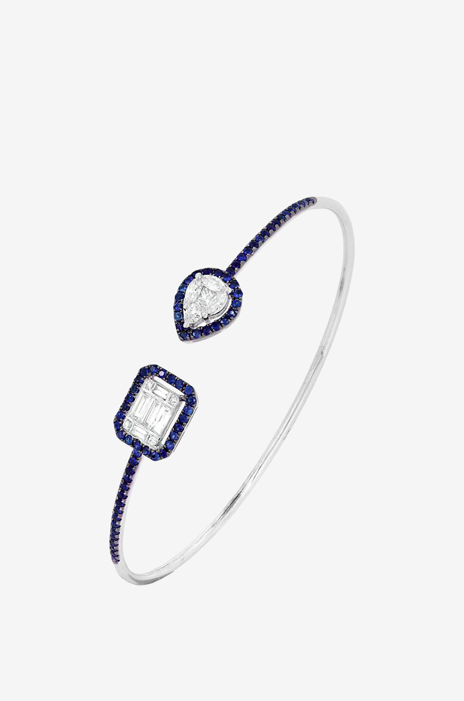 Weissgold-Armreif mit Diamanten und blauem Saphir Toi Et Moi