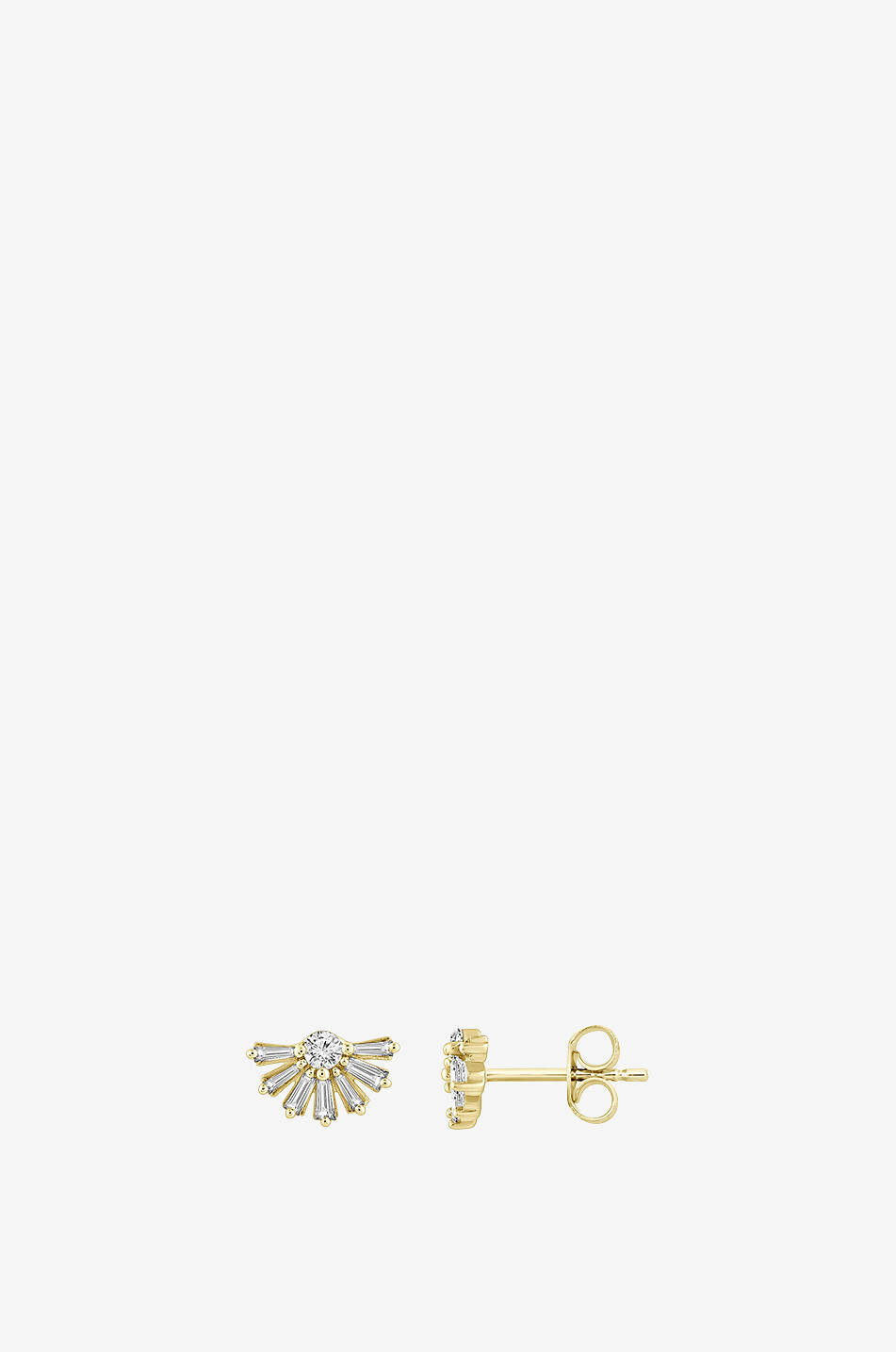 RITA CHRISTENSEN Mono clou d'oreilles en or jaune et diamants Mini Éventail Femme BLANC 1
