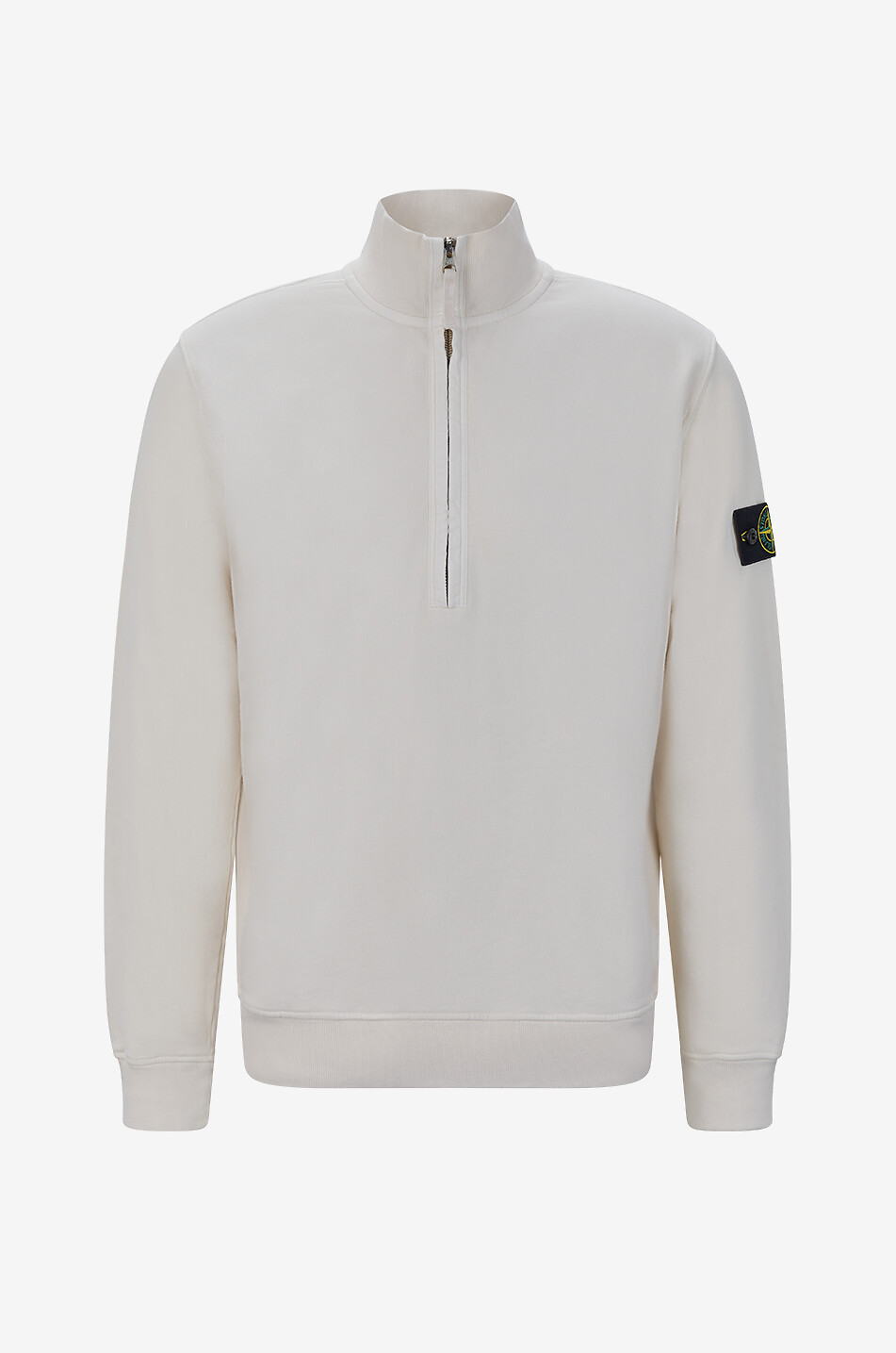 STONE ISLAND Sweatshirt mit Stehkragen und Reissverschluss 6100068 Organic Cotton Fleece Herren CREMEFARBEN 1