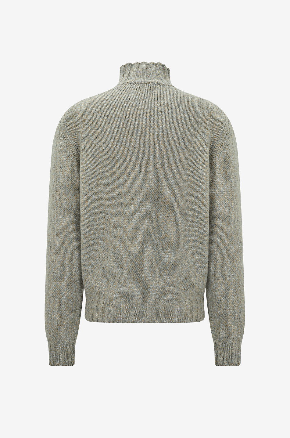 FEDELI Pull à col montant chiné en alpaga et laine vierge Homme Beige moyen 2