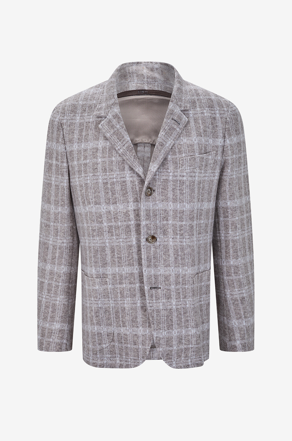 FEDELI Damon cashmere check lightweight jacket Men EGGSHELL 1