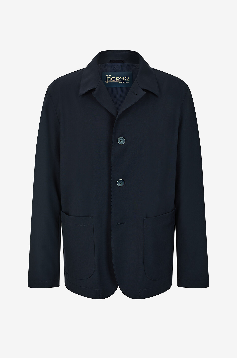Straight open-collar lightweight blended wool jacket