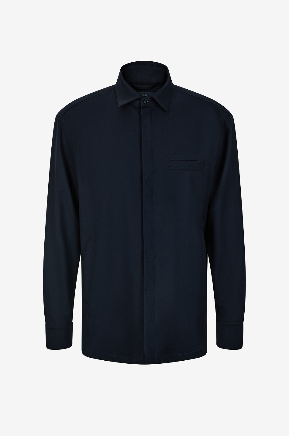 HERNO Chemise à manches longues en laine mélangée Homme BLEU FONCE 1