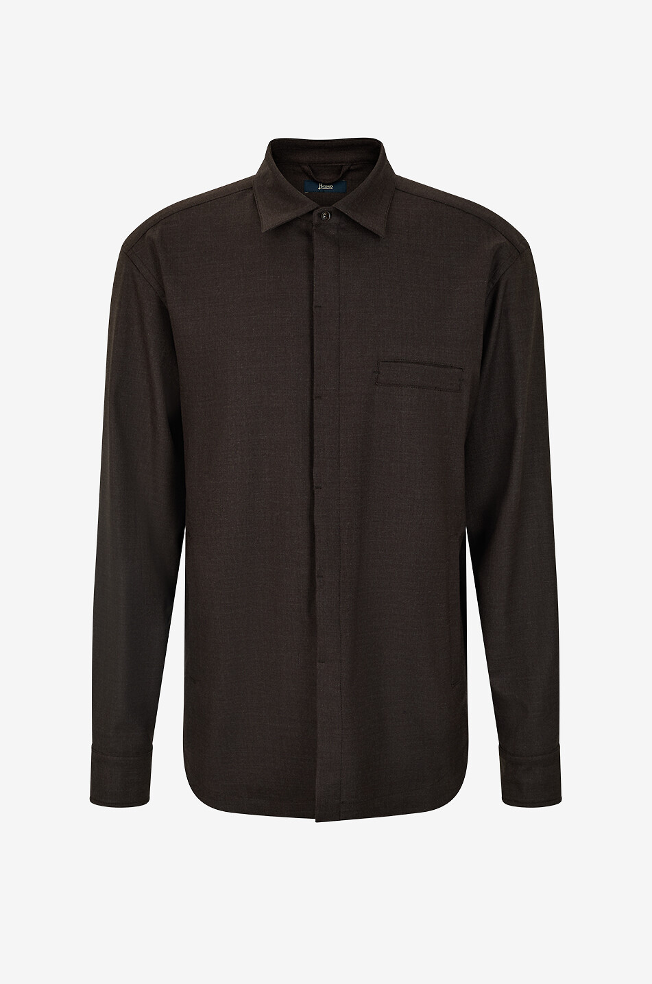 HERNO Chemise à manches longues en laine mélangée Homme MARRON FONCÉ 1