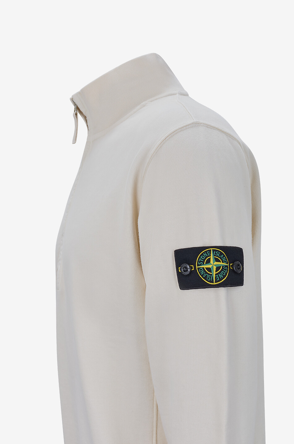 STONE ISLAND Sweatshirt mit Stehkragen und Reissverschluss 6100068 Organic Cotton Fleece Herren CREMEFARBEN 3