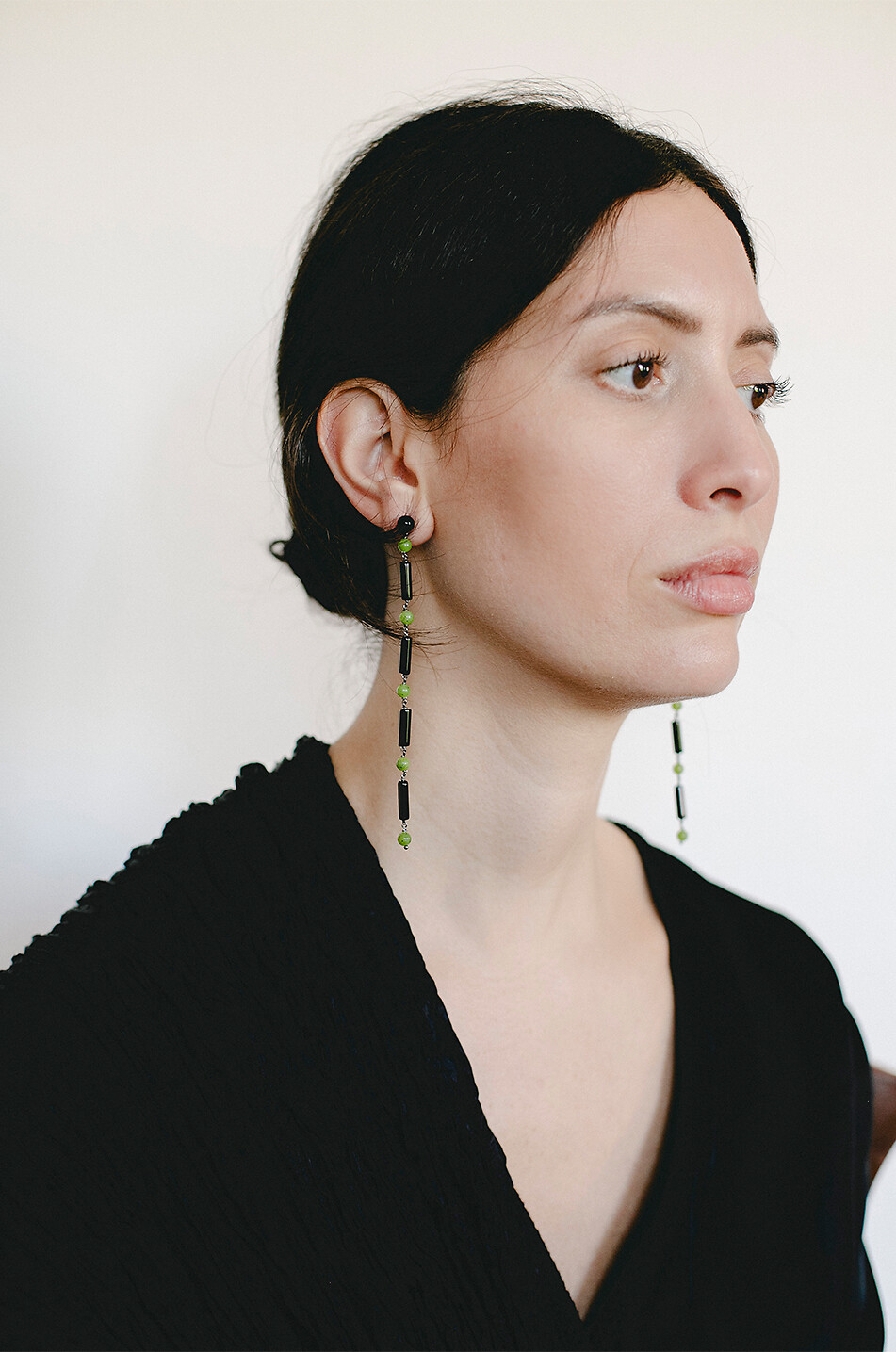 LE SUNDIAL Boucles d'oreilles pendantes en onyx et jade Jackie Femme MULTICOLORE1 2