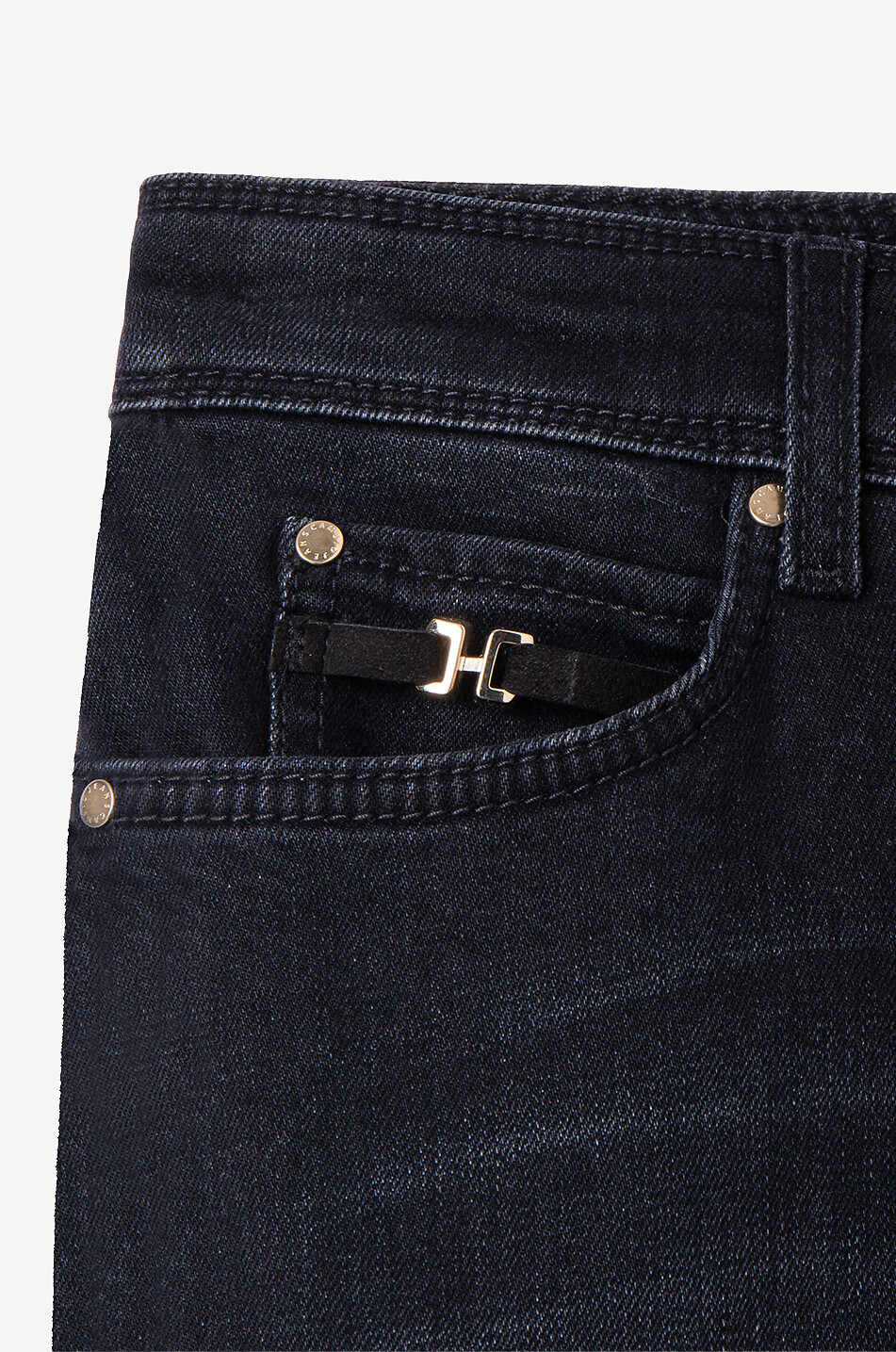 CAMBIO Jean slim en denim délavé Piper Short Femme NOIR 3