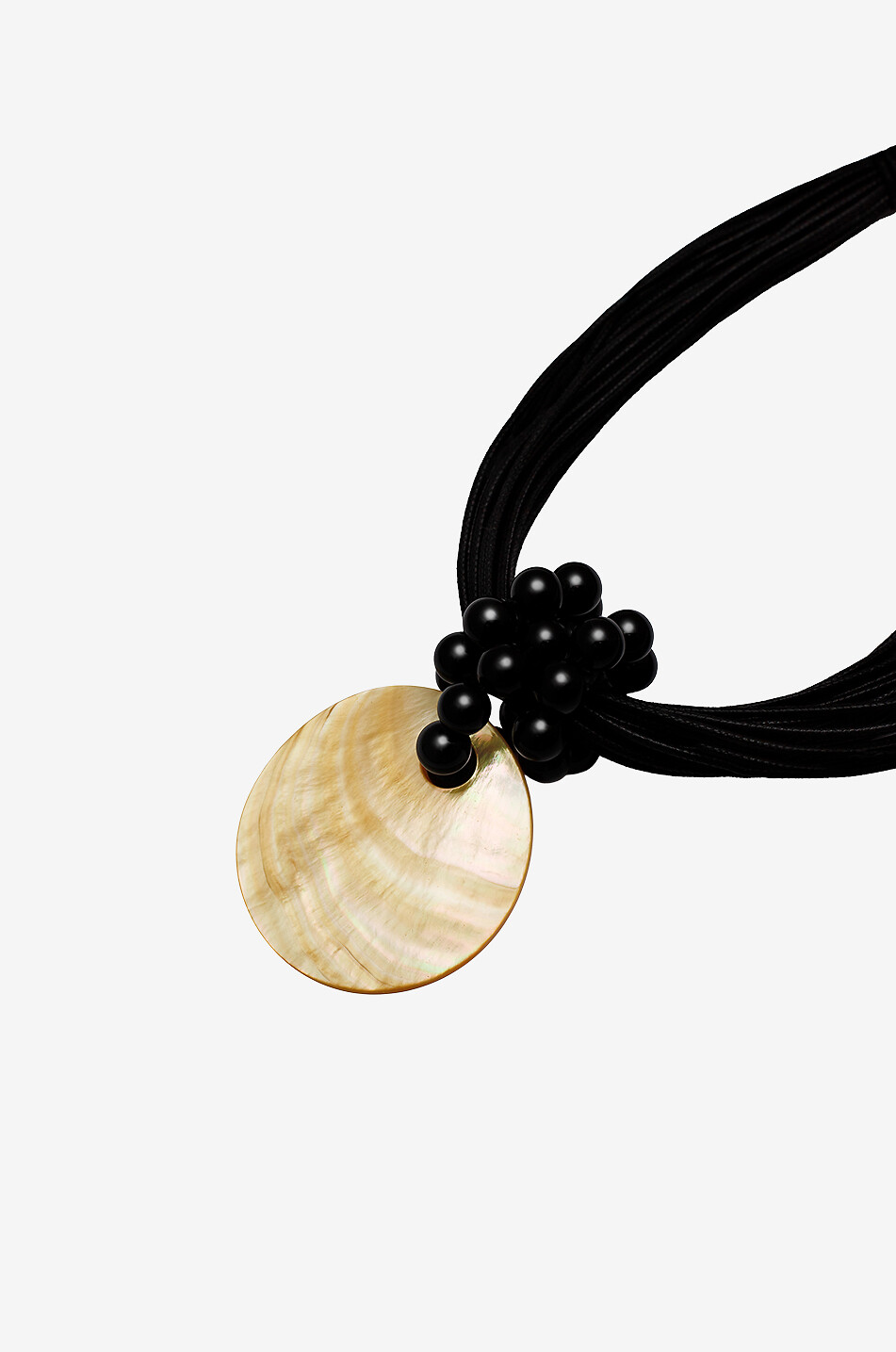 Mehrsträngige Kordel-Kette mit Onyx und Perlmutt The Ivory Eclipse