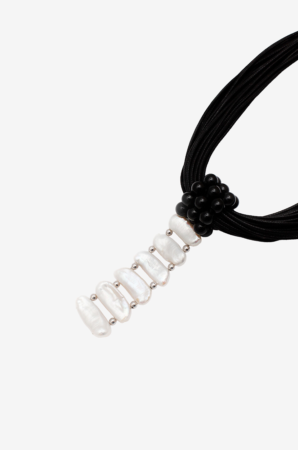 LE SUNDIAL Mehrsträngige Kordel-Kette mit Onyx und Biwa-Perlen Pearls Drop Damen BUNT 2