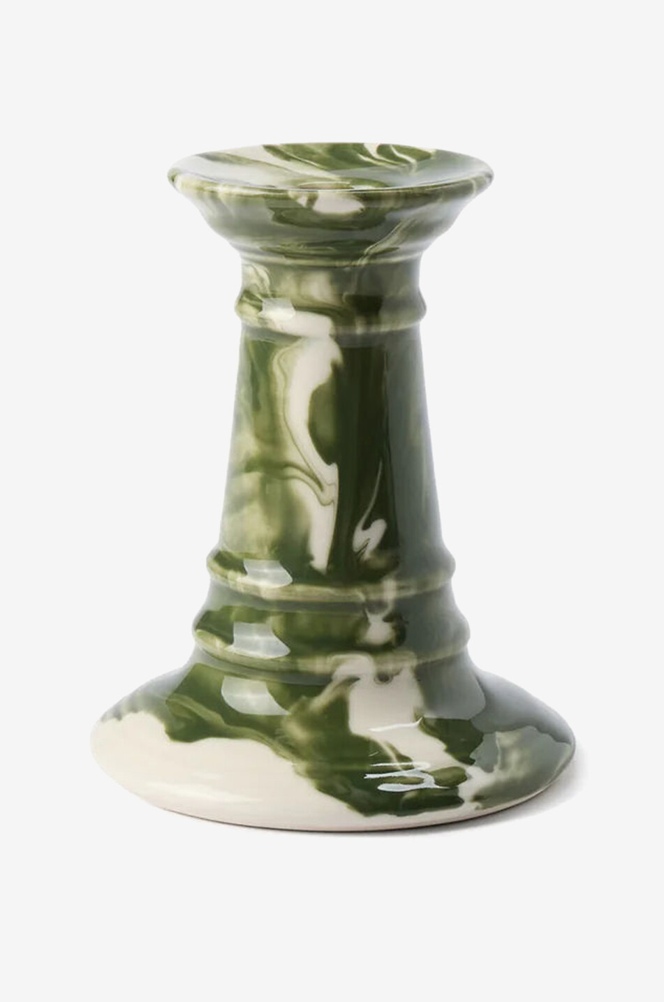 THE CONRAN SHOP Wardour Stubby marbled faience candlestick H11 Home GREEN 1