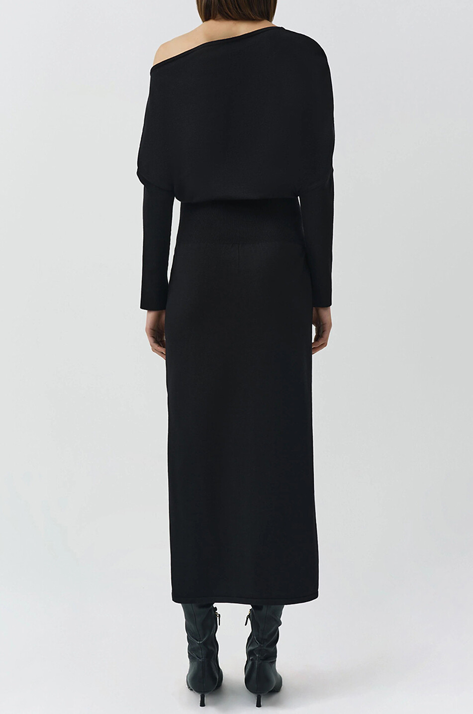 SIMKHAI Janese wool knit midi shirt dress fitted Women BLACK 3