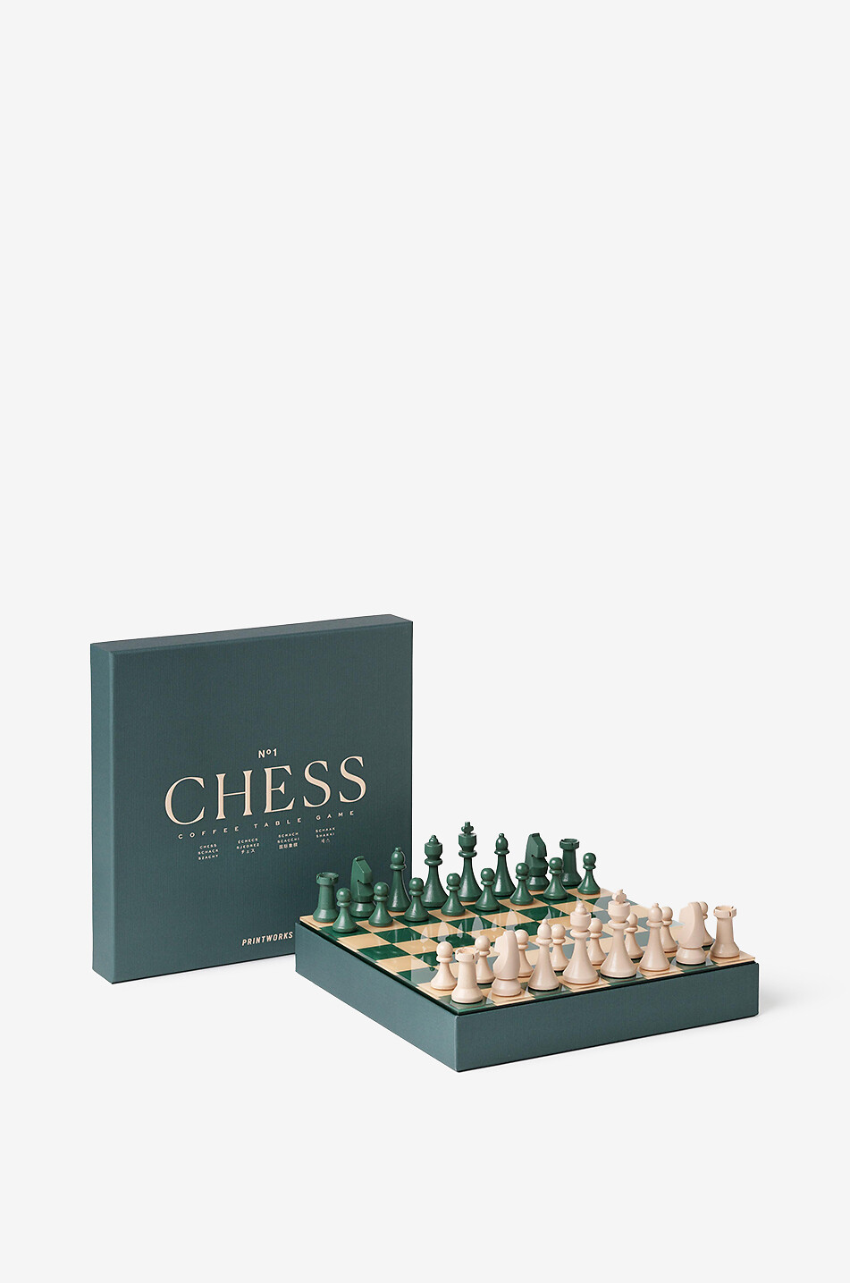 PRINTWORKS Jeu d'échecs en bois avec pièces Classic - Chess Maison VERT 2