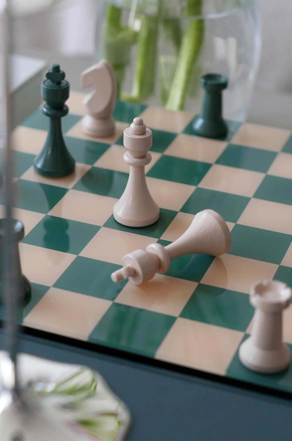 PRINTWORKS Jeu d'échecs en bois avec pièces Classic - Chess Maison VERT 4