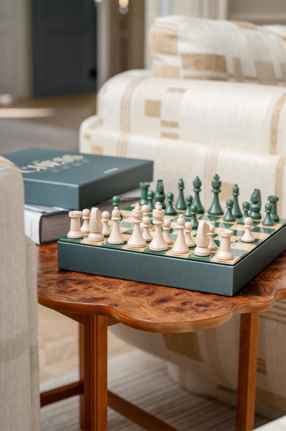 PRINTWORKS Jeu d'échecs en bois avec pièces Classic - Chess Maison VERT 7