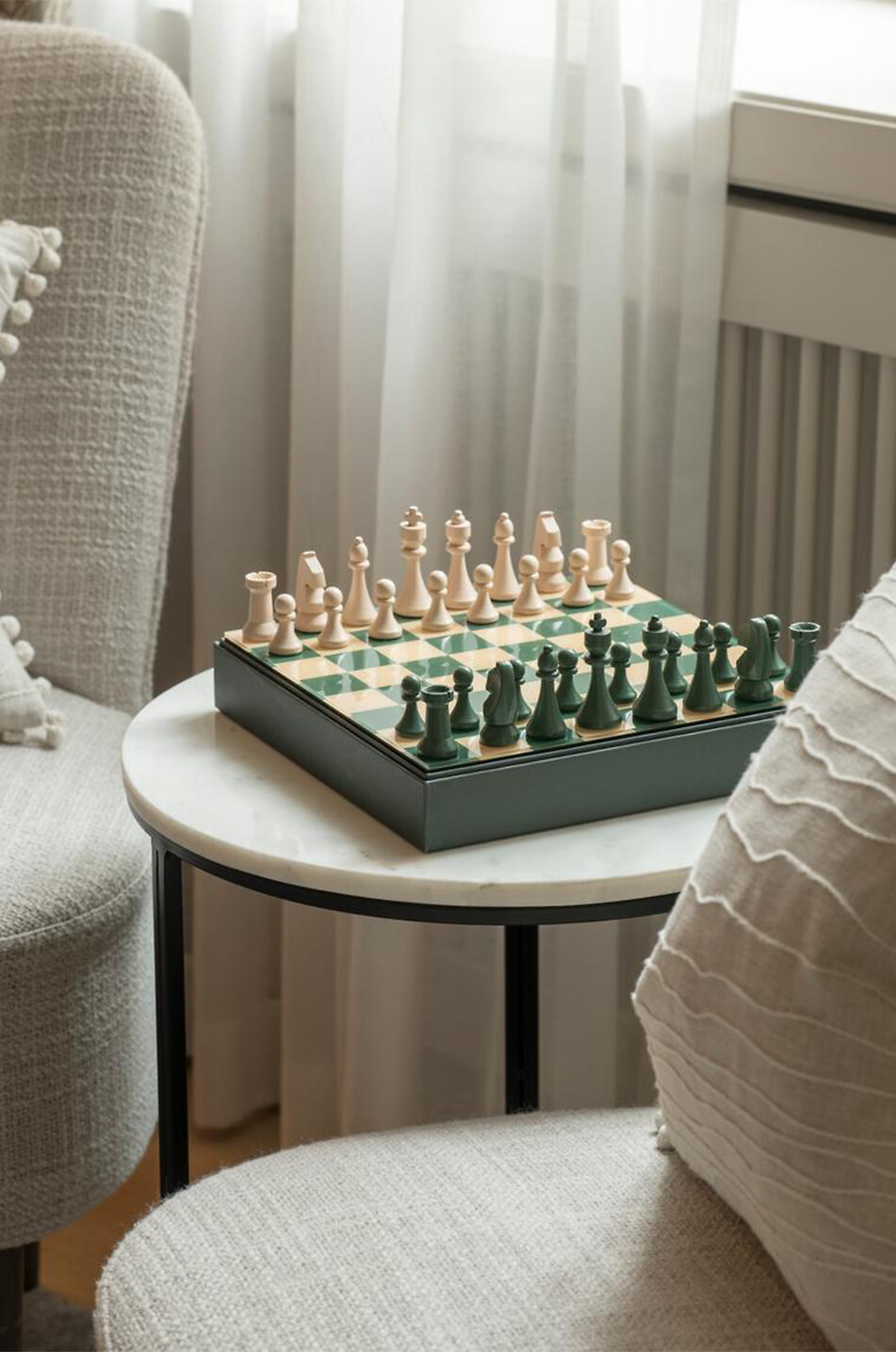 PRINTWORKS Jeu d'échecs en bois avec pièces Classic - Chess Maison VERT 8