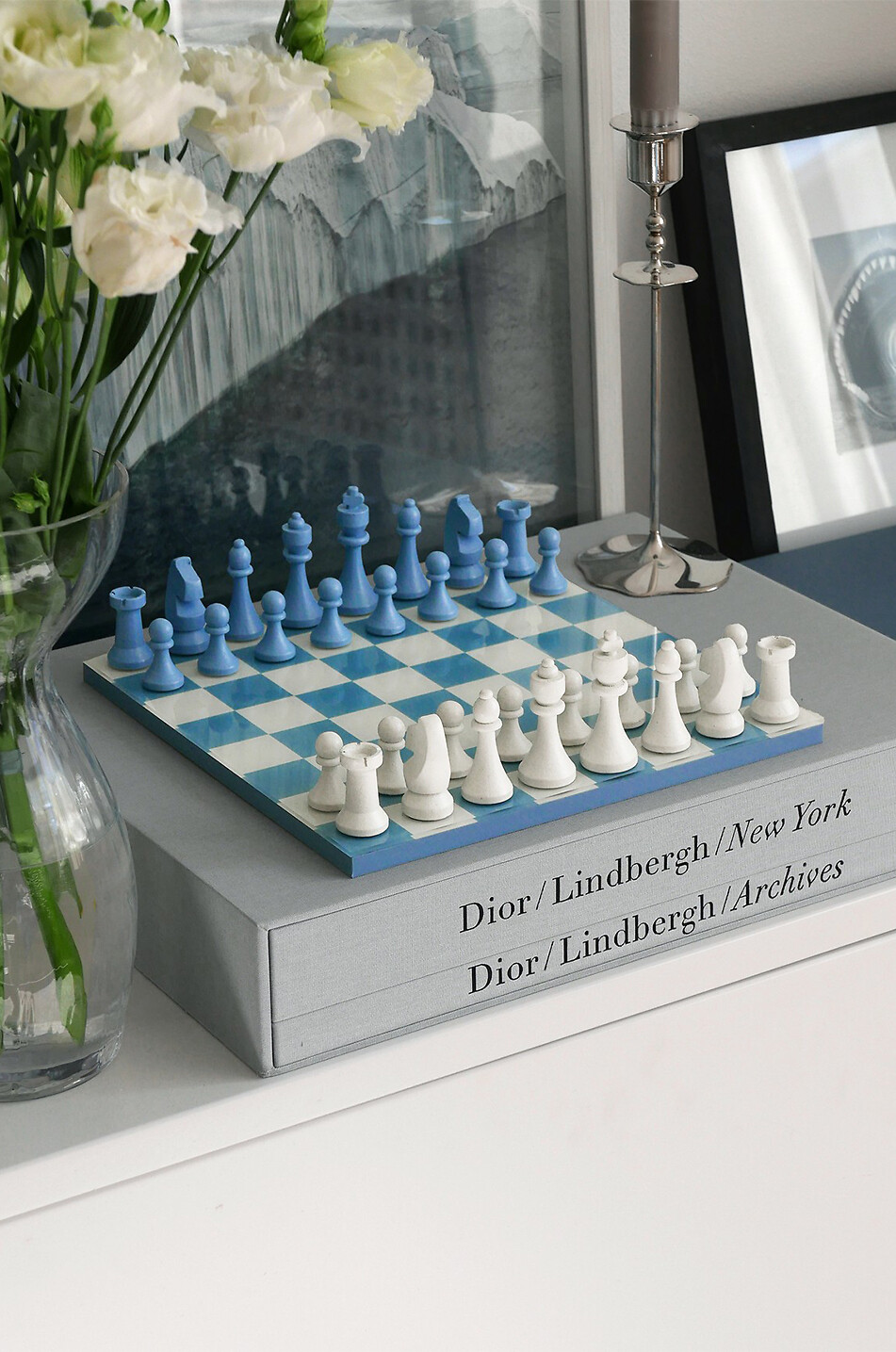PRINTWORKS Jeu d'échecs en bois et acrylique Classic - Chess, Dusty Blue Maison BLEU 3