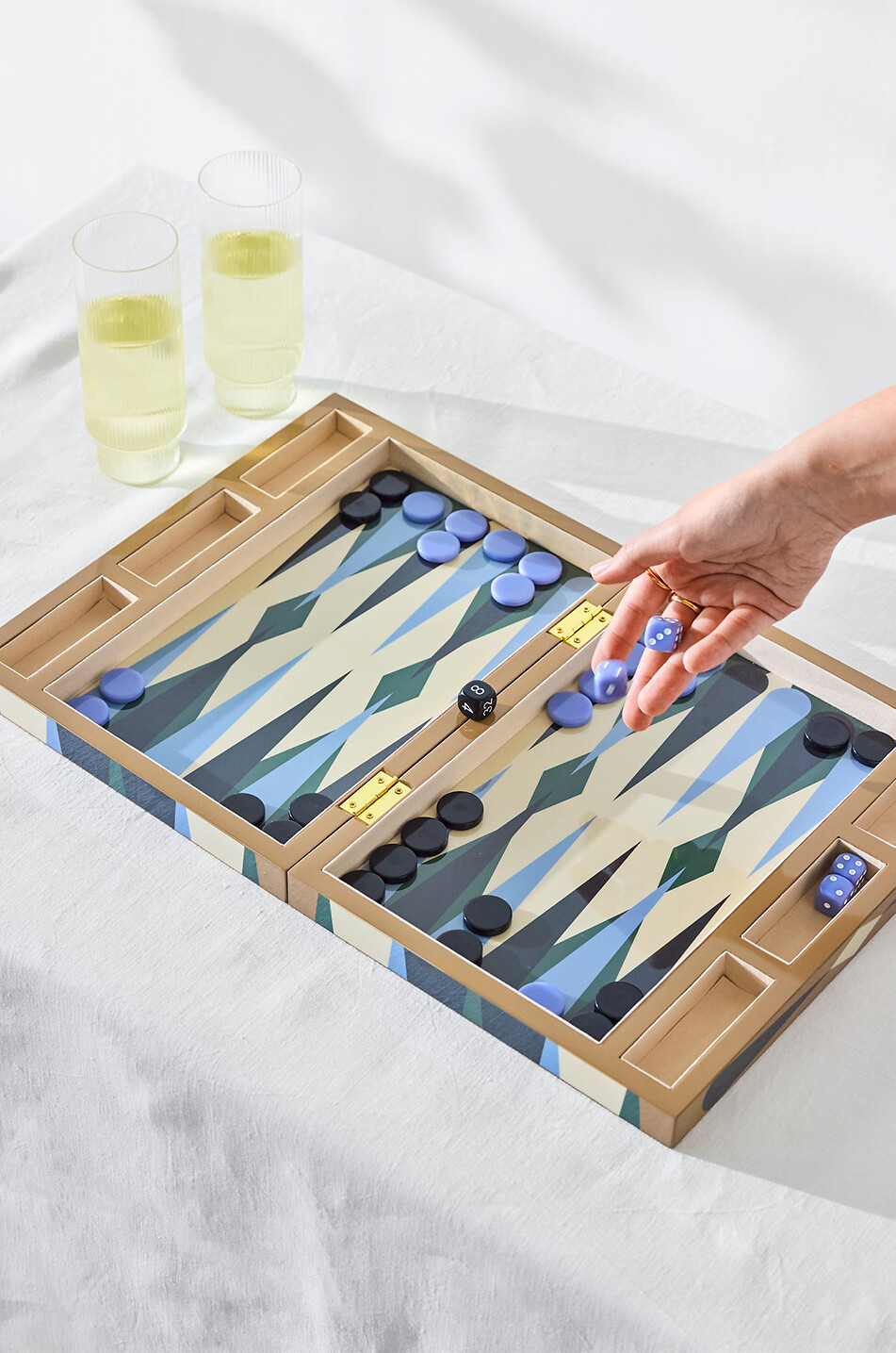 PRINTWORKS Geometric lacquered wood backgammon set Home MULTI COLOURED 7