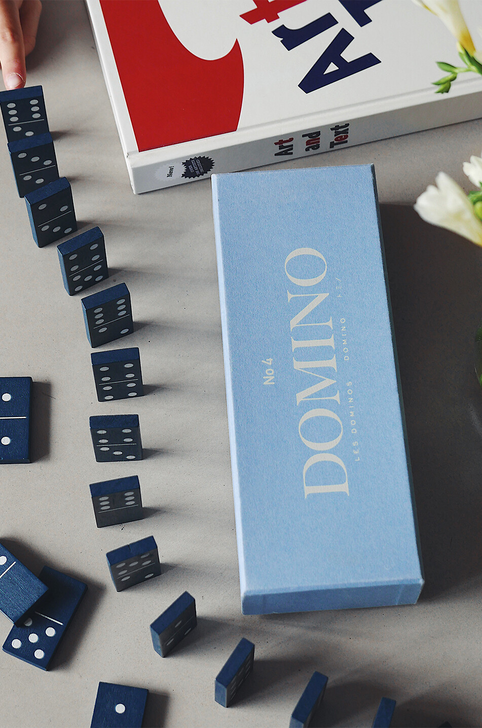 PRINTWORKS Wooden dominoes set with storage box Home BLUE 4