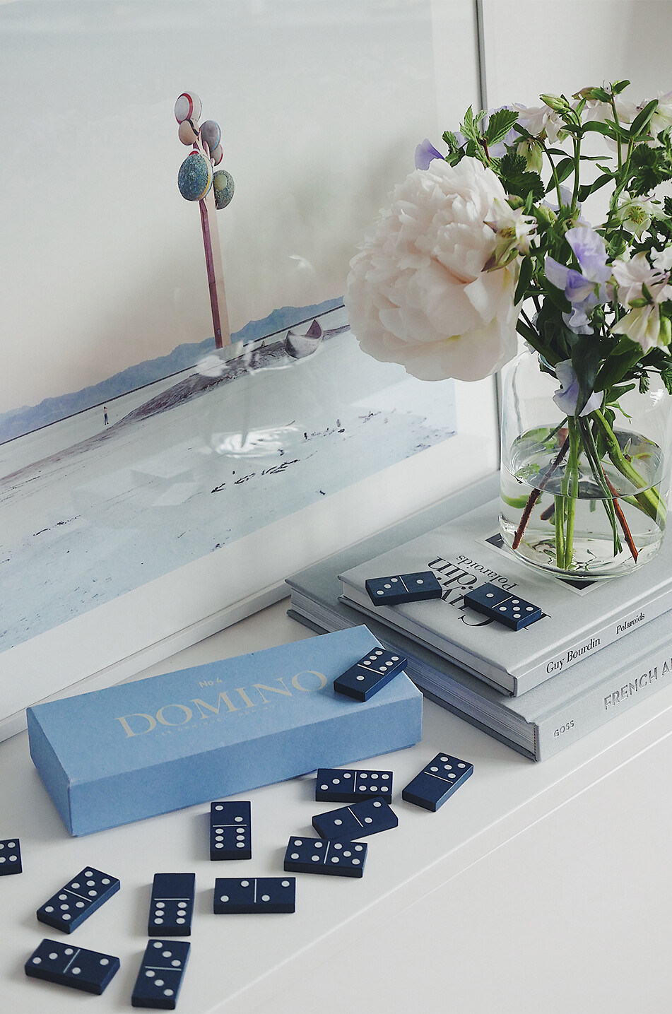 PRINTWORKS Wooden dominoes set with storage box Home BLUE 6
