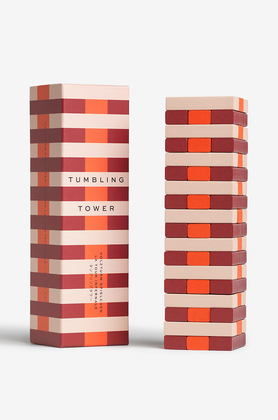 PRINTWORKS Jeu de tour à empiler en bois Tumbling Tower Maison ROUGE 5