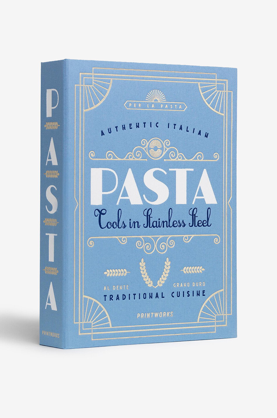 PRINTWORKS Coffret d'ustensiles à pâtes en acier avec livre de cuisine Maison BLEU 6