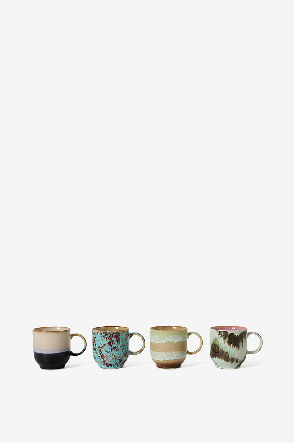 HKLIVING 70s Ceramics set of 4 stoneware coffee cups - H8 Home MULTI COLOURED 1 2