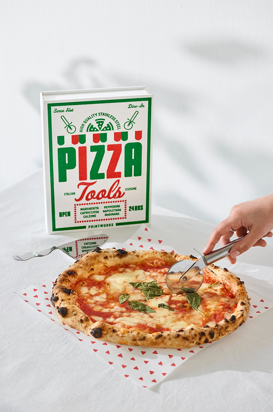 PRINTWORKS Lot de deux ustensiles à pizza en acier inoxydable Maison BLANC 4