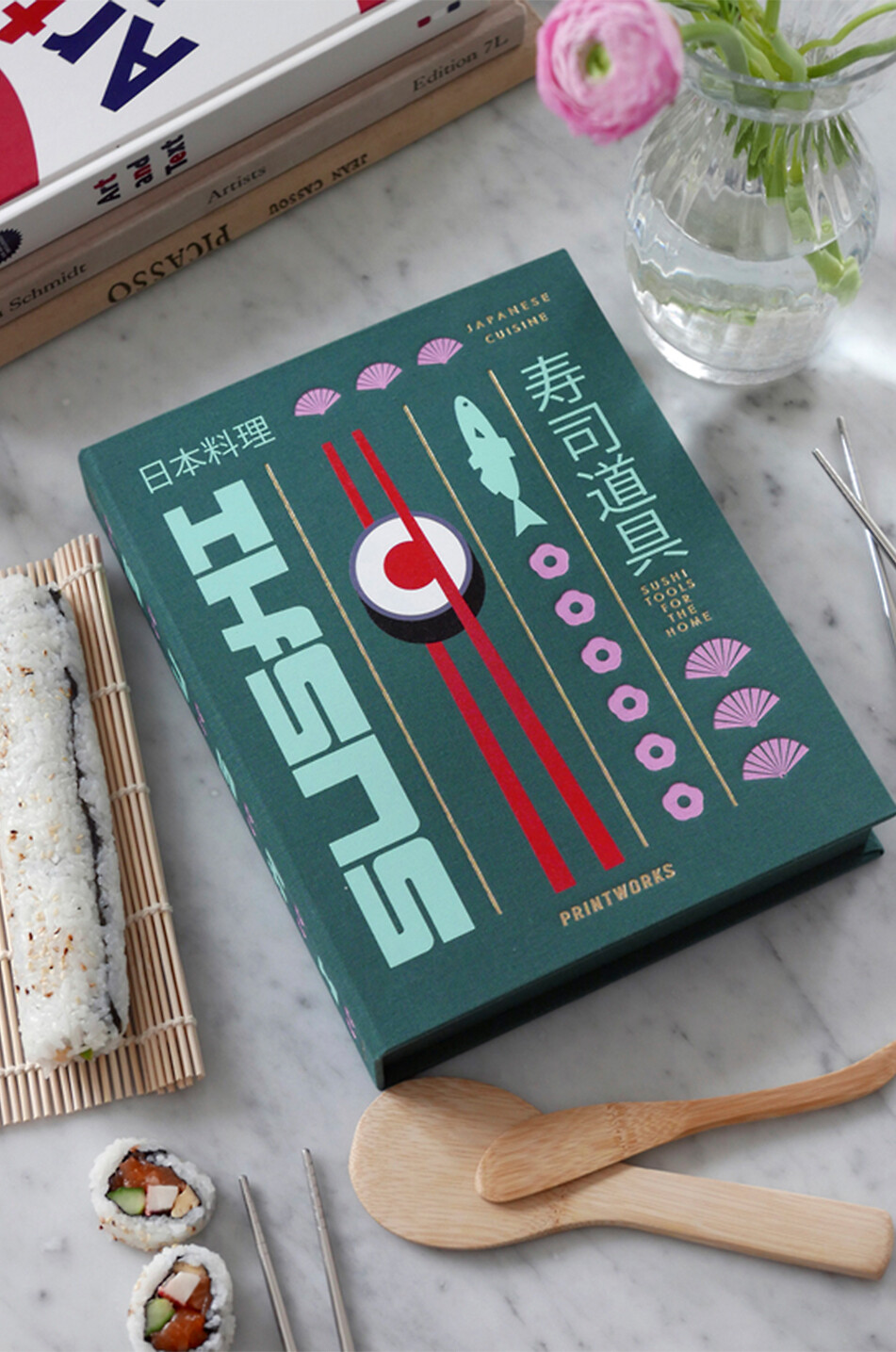 PRINTWORKS Sushi-Utensilien-Set aus Bambus und Edelstahl Haus DUNKELGRÜN 4