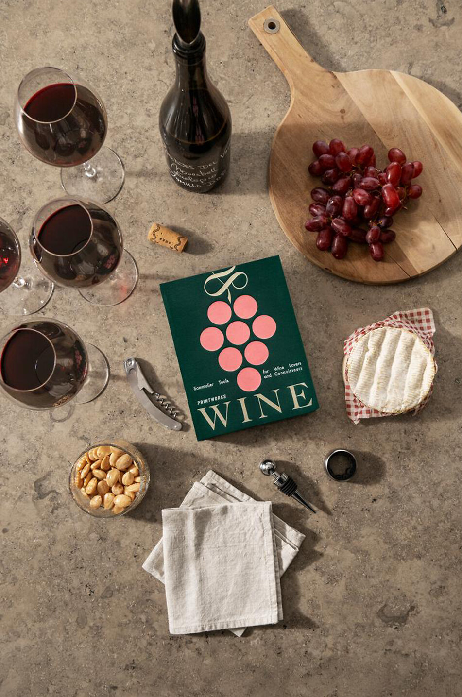 PRINTWORKS Wine accessories gift set in steel with corkscrew Home GREEN 7