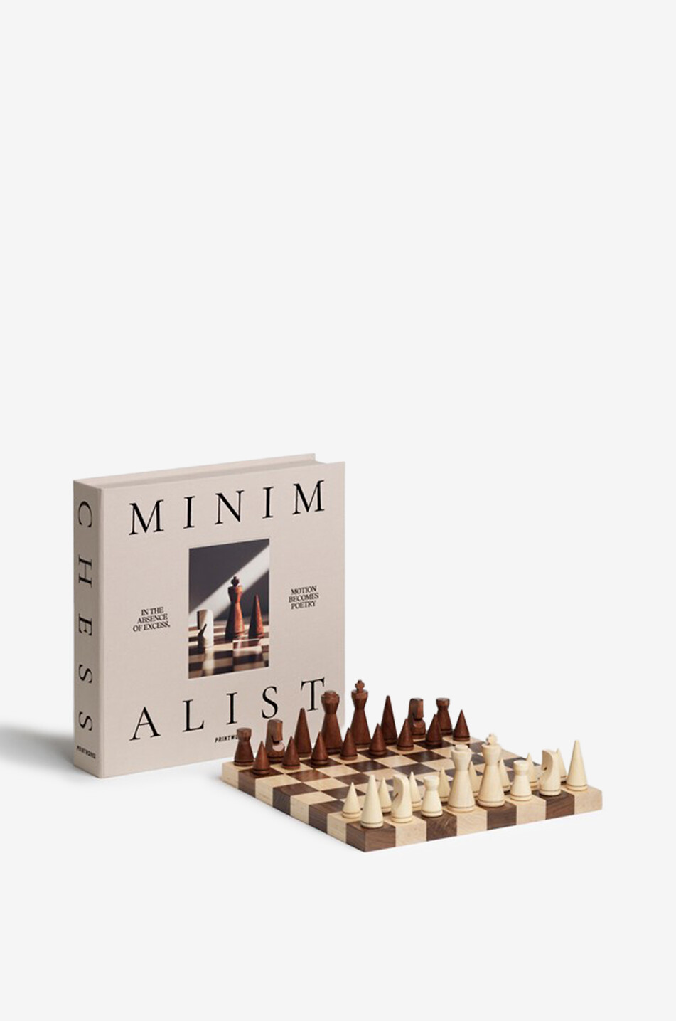 PRINTWORKS Jeu d'échecs en bois avec pièces tournées The Minimalist Maison BEIGE 2