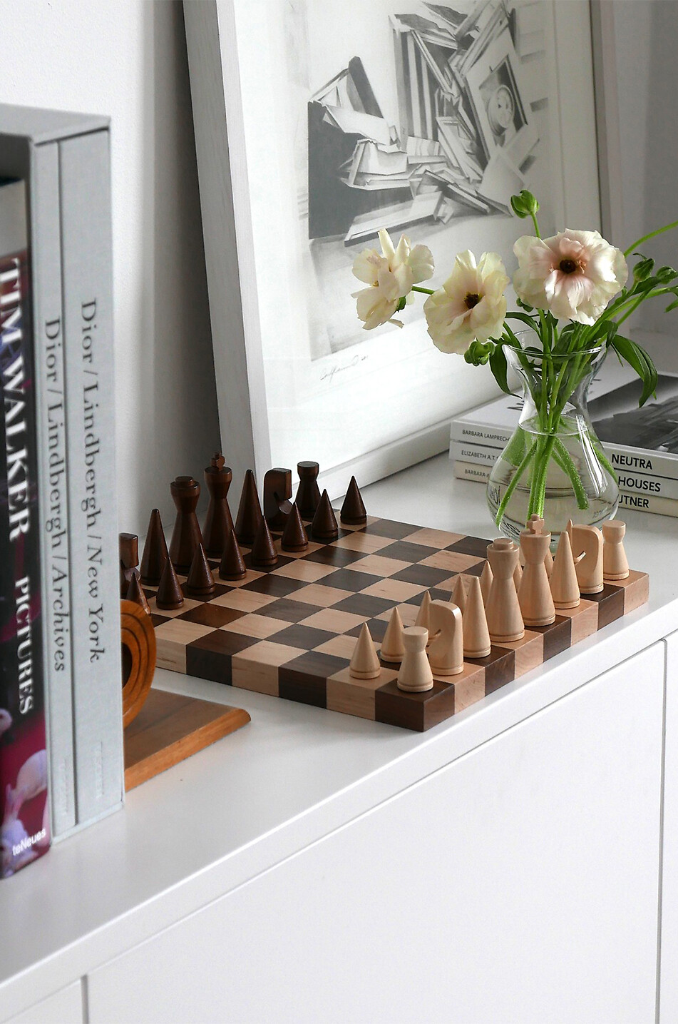 PRINTWORKS Jeu d'échecs en bois avec pièces tournées The Minimalist Maison BEIGE 3