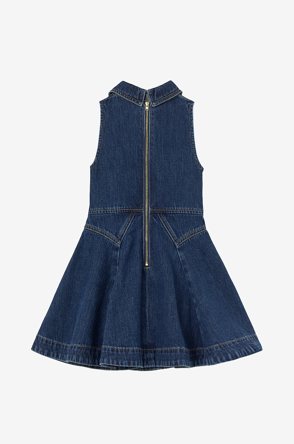 SELF PORTRAIT Denim sleeveless shirt dress with Peter Pan collar Girl DARK BLUE 2