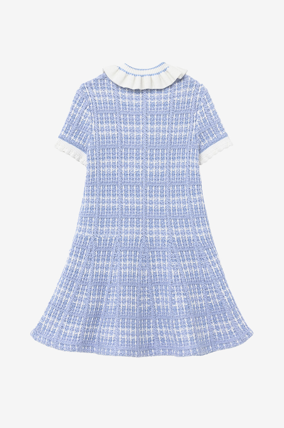 SELF PORTRAIT Girl's short-sleeved checked knit dress Girl BLUE 2