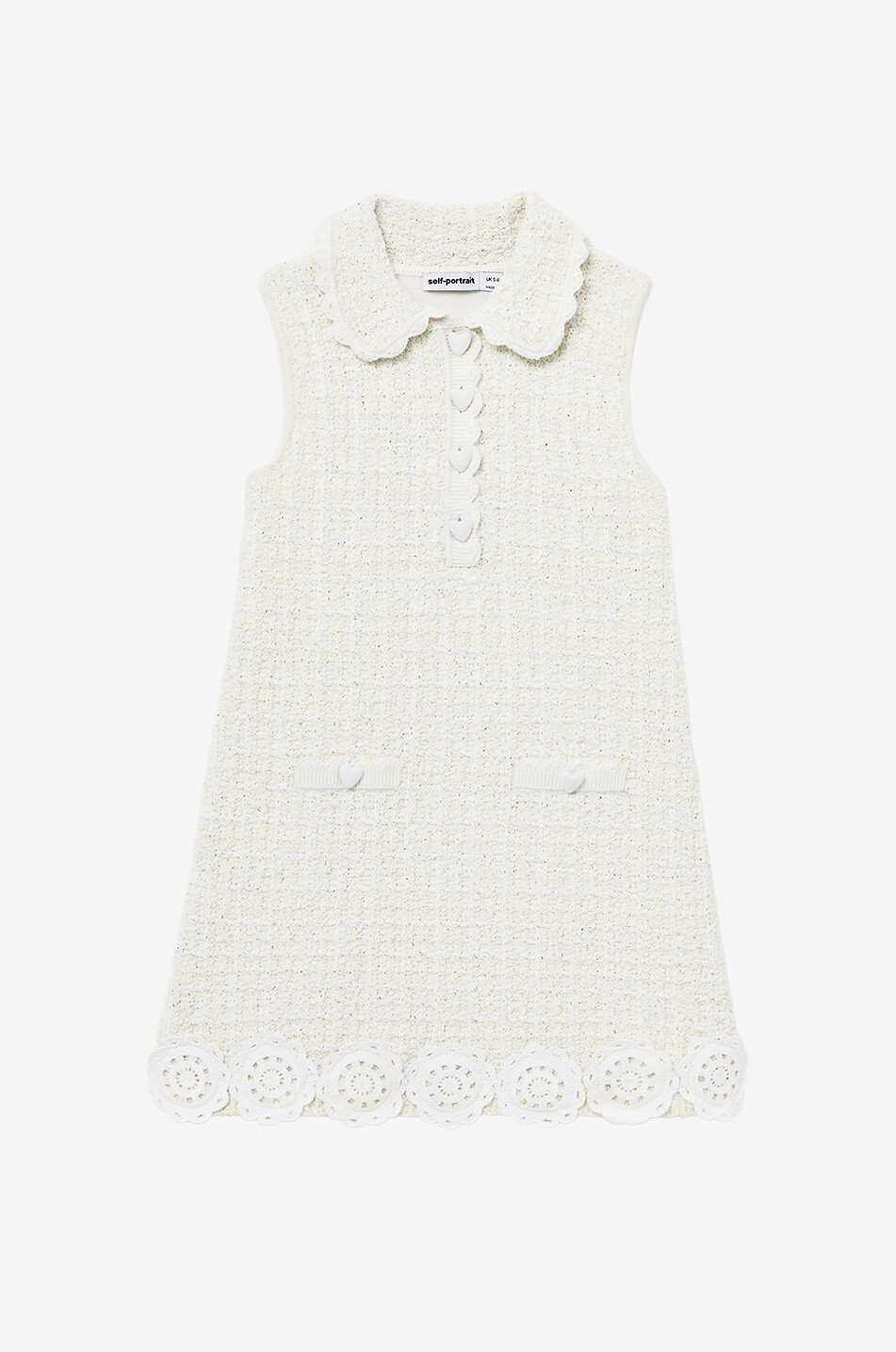 SELF PORTRAIT Floral-collar sleeveless knit dress girl's Girl EGGSHELL 1