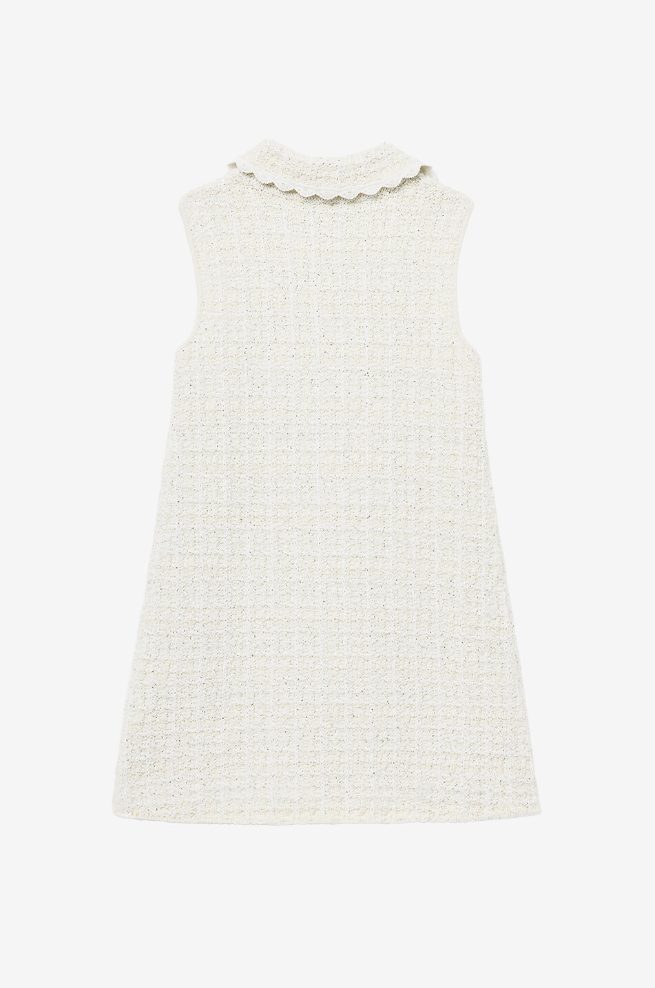 SELF PORTRAIT Floral-collar sleeveless knit dress girl's Girl EGGSHELL 2