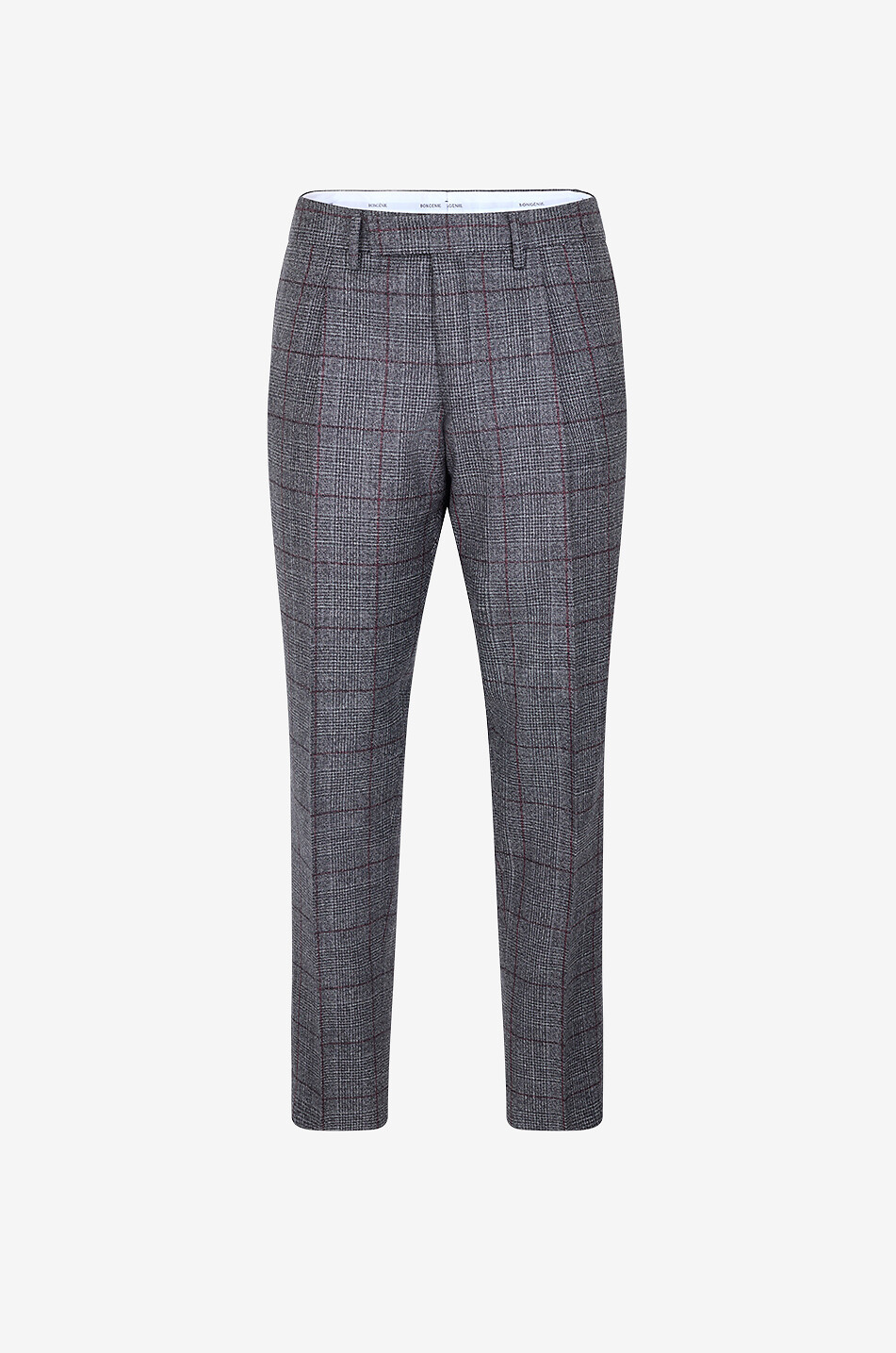 BONGENIE Virgin wool checked cigarette trousers Men DARK GREY 1