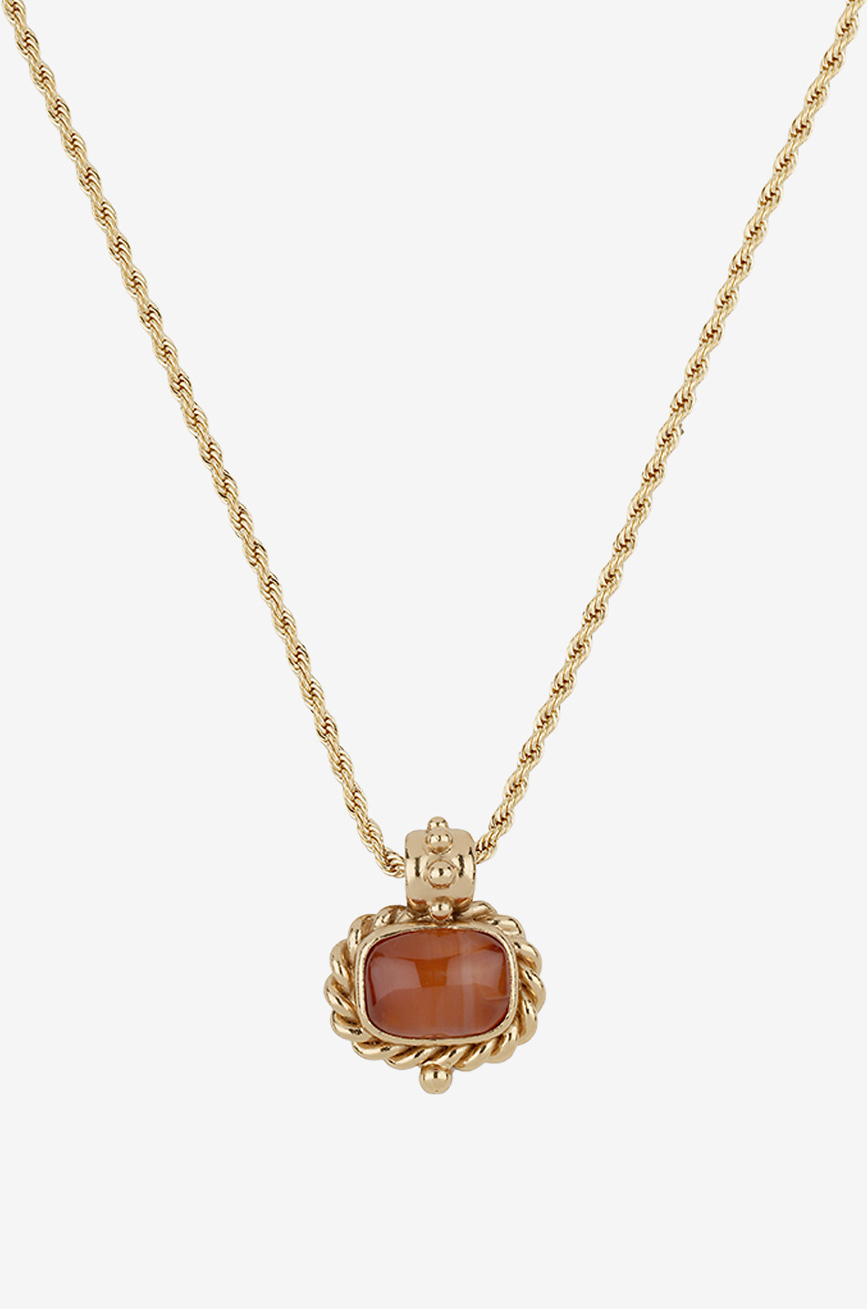 Goldene Halskette mit Cabochon-Anhänger Amarante