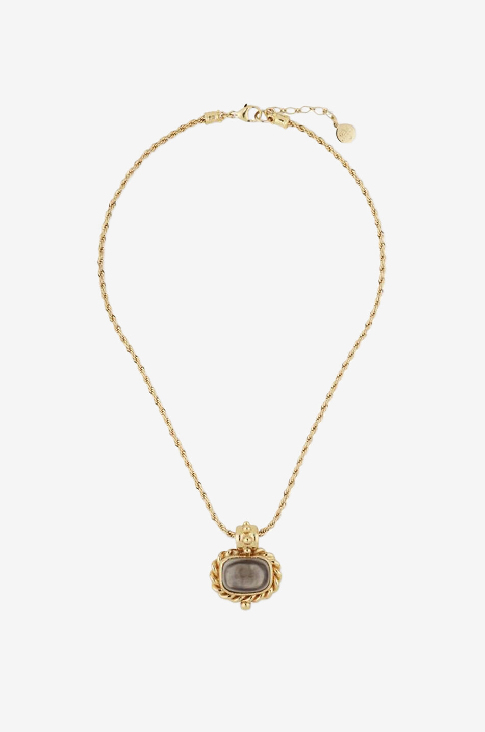 Goldene Halskette mit Cabochon-Anhänger Amarante